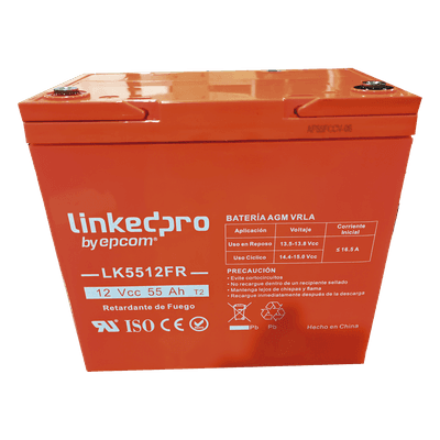 Batería de Respaldo AGM-VRLA / 12 V / 55 Ah / Terminales T2 / Vida Útil 5 Años / UL94-V0 / 230 x 139 x 215 mm (9.1 x 5.5 x 8.5 in)