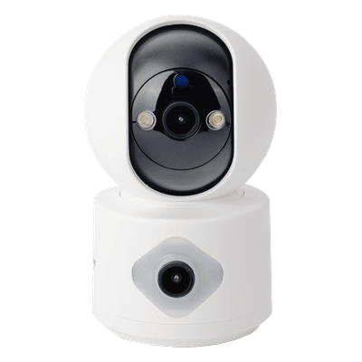 Camara doble lente 3mp| Wifi| autoseguimiento| Detección de movimiento| audio de 2 vias| almacenamiento hasta 128GB