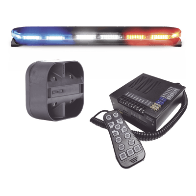 Kit de Torreta LED / 47 Pulgadas / 300 LEDs Dual Color / Perfil Bajo 1.6 Pulgadas / Sirena Inalámbrica 100W / Certificación SAE Class I