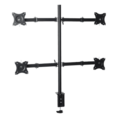 Montaje de Escritorio articulado para 4 monitores de 13 a 27" /  Soporta hasta 15 kg / Vesa 75 x 75 / 100 x 100 / Acero