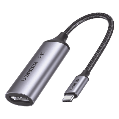 Cable Adaptador USB-C a DP 1.4 | 8K@60Hz | 4K@240Hz | Compatible con Thunderbolt 3 & 4 | HDR | eARC | DTS | Dolby | 3D | ALLM | VRR | Admite Multi-Stream (MST) | Longitud del Cable 10 cm (3.94 Pulgadas) | Caja de Aluminio