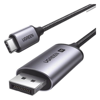 Cable USB-C a DP 1.4 | 3 Metros (9.84 Pies) | Compatible con Thunderbolt 3 & 4 | 8K@60Hz | 4K@240Hz | HDR10+ | eARC | DTS | 3D | ALLM | VRR | | FreeSync G-Sync | Caja de Aluminio | Nylon Trenzado | Conector Niquelado | Blindaje Multicapa