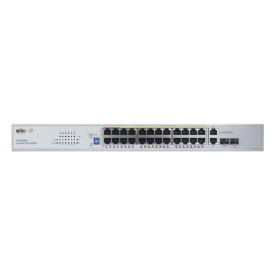 Switch PoE / 24 Puertos 10/100 Mbps + 2 SFP Gigabit Combo / Alcance 250 m (820.2 ft) / 280 W / No Administrable / Protección 6 kV