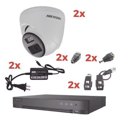 Kit Audio Bidireccional TurboHD 1080p / DVR 4 Canales / 2 Cámaras Eyeball (Exterior) con Bocina y Microfóno Integrado / 2 Fuentes de Poder / Accesorios