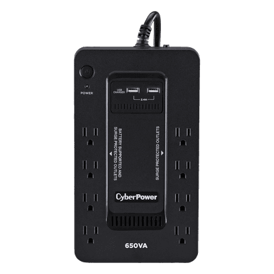 UPS de 650 VA/390 W, Topología Standby con Modo Ahorrador ECO, Entrada 120 Vca NEMA 5-15P, Con 8 Tomas NEMA 5-15R