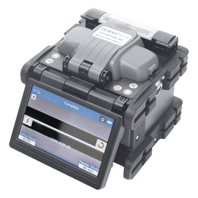 Fusionadora de Fibra Óptica / Alineación por Núcleo / 6 Motores / Empalme 7 s / Pantalla Táctil 5 Pulgadas / 200 Empalmes por Carga