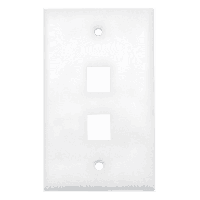 Placa de Pared / 2 Puertos / UL 94 V-0 / 114x70x10 mm / 0.37x0.23x0.03 ft / 20 Piezas / Blanco