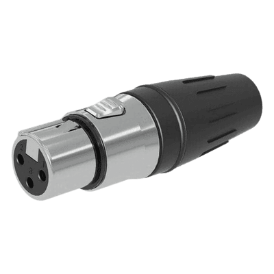 Conector XLR Hembra / 3 Núcleos / Acero Inoxidable / Contactos Chapados en Oro / 20 A a 250 V CA