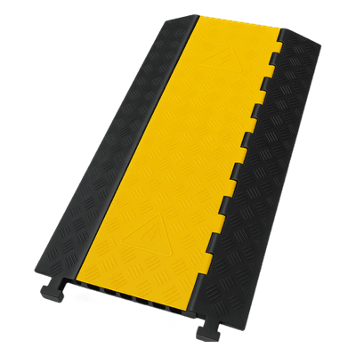 Protector de Cable / 3 Canales 56x55 mm / Carga 6.1 Toneladas / 90 cm (2.95 ft) Largo / Hule y Plástico / Amarillo-Negro