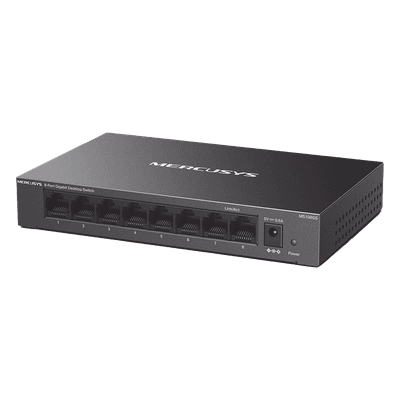 Switch No Administrable / 8 Puertos Gigabit / 16 Gbps / Carcasa Metálica / Sin Ventilador / Plug and Play