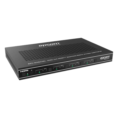 Matriz HDMI / 4×4 / Conmutación Sin Interrupciones / Video Wall 10 Modos / 4K@60Hz 4:4:4 / HDMI 2.0b / Control Web, IR, RS-232, TCP/IP