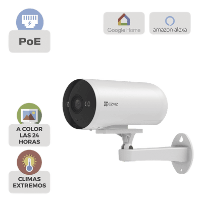 Cámara IP Exterior PoE / Color Night Vision / 3 Megapixel (2K) / AI Detección Humana y Vehiculos / H.265 / Vision Nocturna a Color / IP67 / Audio Bidireccional / Luz y Sirena / Micro SD