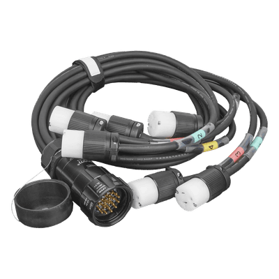 Cable de Distribución de Potencia / Socapex a 6 Tomas Edison / 20A 125V / 3 Conductores 14 AWG / Hule Flexible