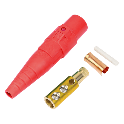 Conector Camlock Macho / 400 Amperes / 600V AC / Sección Cable 50-95 mm² / Compresión por Abrazadera / Plástico Ingeniería / Rojo