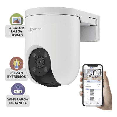 Cámara PT / Resolución 5 Megapixel (3K) / Audio de Dos Vías / Visión Nocturna en Color / AI Detección de Humanos y Vehículos / Defensa Activa con Sirena y Luz Estroboscópica / IP65