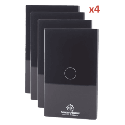 Kit de Apagadores Inteligentes WiFi / 3 Circuitos Independientes / 2.4 GHz / 800W por Canal / 100V-250V / Panel de Vidrio Templado 120mm x 72mm (4.72in x 2.83in)