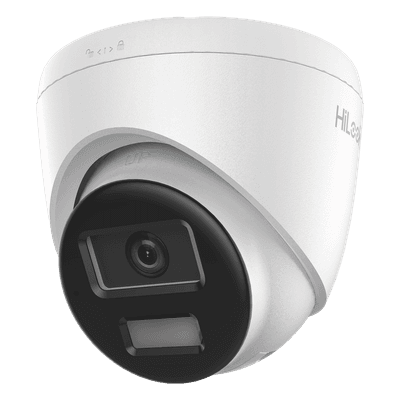[Dual Light] Turret IP de 2 Megapixel   / Lente 2.8 mm /  Ángulo de visión 101° / 20 mts IR + 15 mts Luz Blanca / Micrófono Integrado / ACUSENSE Lite /  Exterior IP67 / PoE / dWDR / H.265+ / ONVIF