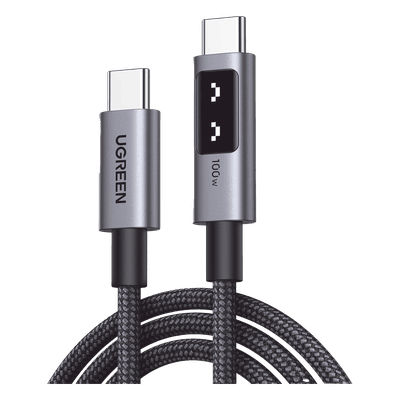 Cable USB-C a USB-C | 1 Metro | Carga Rápida de hasta 100W | Transferencia de datos 480 Mbps | PD3.0 | QC4.0/3.0/2.0 | FPC | AFC | Protección Integrada| Caja de Aluminio | Nylon Trenzado | Amplia Compatibilidad | Color Negro.