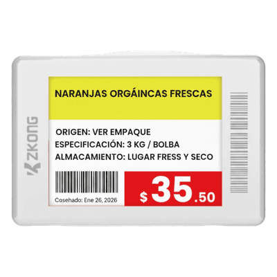 Etiqueta Electrónica de Estantería / 1.8 Pulgadas / EPD 4 Colores / Bluetooth LE 5.1 / NFC / Batería 5 Años / 224x168 píxeles