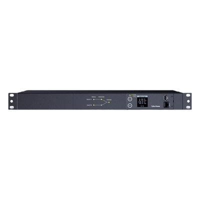 PDU ATS (Fuente Redundante Auto-transferible) Medible, Para Distribución de Energía, 2 Entradas 120 Vca NEMA5-15P, Con 10 Salidas NEMA 5-15R, Horizontal 19in, 1UR
