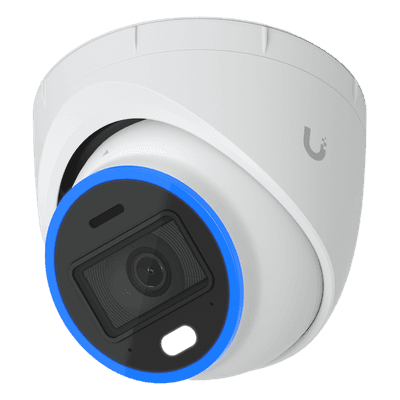 Cámara UniFi Protect Turret AI blanca / 4K(8MP) / Ángulo ultra-ancho 109.9 / Visión Nocturna IR 40 m / AI Avanzado: Reconocimiento de Rostros y Matrículas / LED para color en la noche / Micrófono 2 vías / ranura M