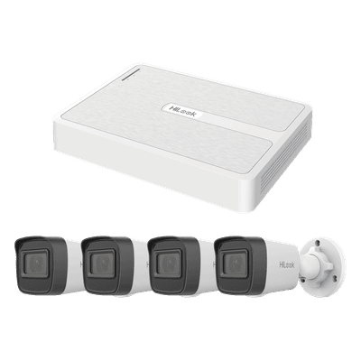 Kit IP 2 Megapixel / NVR de 8 Canales con 8 Puertos PoE  / 4 Cámaras IP Bala para Exterior
