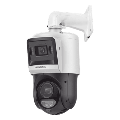 [TandemVu] PTZ IP 4 Megapixel + Cámara Fija 4 Megapixel / 25X Zoom / 100 mts IR + 30 mts Luz Blanca / IP67 / ACUSENSE / PoE+ / 2 Micrófonos Integrados y Bocina / Alerta Audible y Luz Estroboscopica / Alarmas I/O / DARKFIGHTER / Micro SD