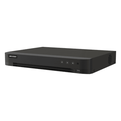 DVR 16 Canales TURBOHD + 16 Canales IP / 8 Megapixel (4K) / Audio Bidireccional / ACUSENSE / Audio Bidireccional / 1 Bahía de Disco Duro / Salida de Video en Full HD / H.265+
