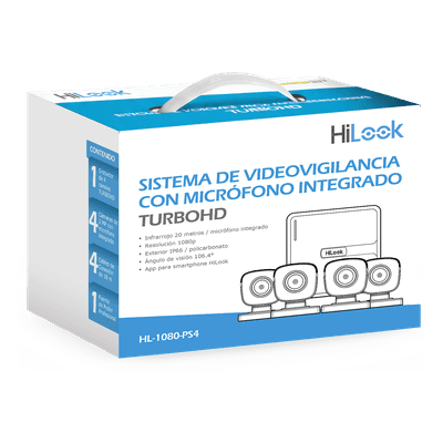 (MICRÓFONO Integrado) Kit TurboHD 1080p Lite / DVR 4 canales / Audio por Coaxitron / 4 Cámaras Bala de Policarbonato con Micrófono Integrado
