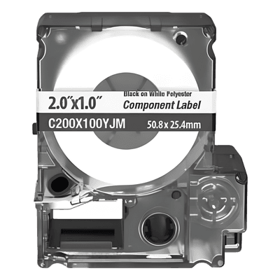 Casete de Etiquetas Adhesivas / 140 Etiquetas / 50.8 x 25.4 mm / Vinilo Autolaminable Blanco / -40 a 82°C