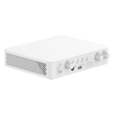 Amplificador de Audio IP / 2 Canales / 80 W Totales / 2 Zonas 40 W / Salida 100V / Bluetooth / USB / RCA / Micrófono / Hik-Connect