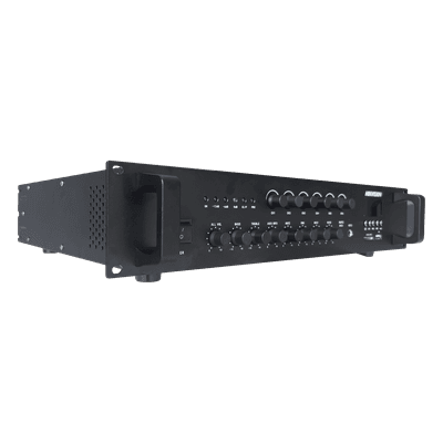Amplificador de Audio / 120 W / 6 Zonas con Volumen Independiente / Bluetooth / USB 2.0 / SD / 70V/100V / Montaje en Rack