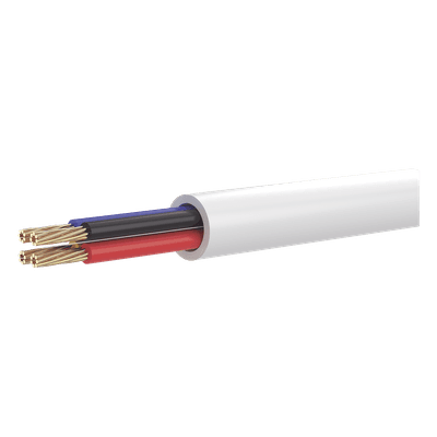 Cable para Alarma / 4 Conductores / 22 AWG / CCA / Bobina 100 m (328 ft) / Forro Blanco Resistente a UV