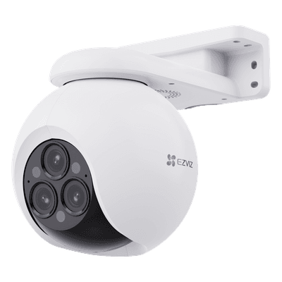 Cámara PT / Wi-Fi / Triple Lente / Panorámica 360° / Resolución 2k+ / Visión Nocturna a color  / IA Detección de Humanos y Vehiculos / Alarma con Sirena y Luz / IP67