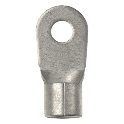 Terminal de Anillo Sin Aislamiento / Calibre 8 AWG / Barreno 5/16' (8 mm) / Cobre Estañado / 150 °C (302 °F) / 2000 V Máximo / 25 Piezas