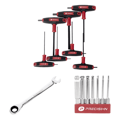 Kit de Herramientas / Montaje Solar / 3 Piezas / Llave 1/2" con Matraca / 7 Puntas Hexagonales / 7 Llaves Hexagonales Tipo L