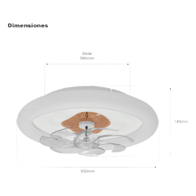 Ventilador de Techo con Luminario LED / 88 W / 3 Temperaturas de Color 2700K-6500K / 6 Velocidades / Diámetro 500 mm / Dimeable / 110 V CA 50/60 Hz