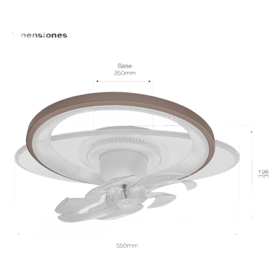 Ventilador de Techo con Luminario LED / 88 W / 6 Velocidades / 3 Tonos de Luz 2700-6500 K / Giro 360° / Diámetro 550 mm / Dimeable