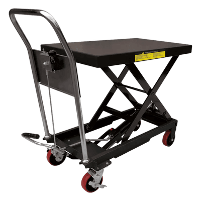Mesa Elevadora Hidráulica / Capacidad 300 kg a 1 t / Ruedas de Poliuretano / Sistema Hidráulico con Freno / Soporte de Tijera / Ideal para Cargas Medias y Pesadas