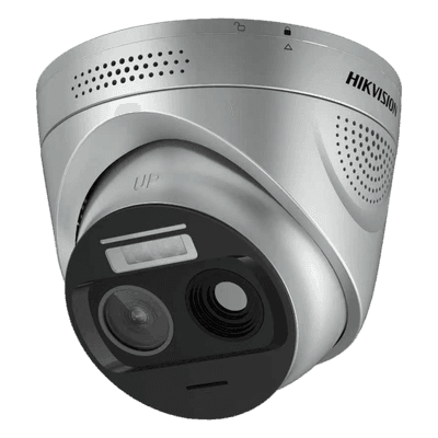 Cámara IP Turret / Detección Térmica de Incendios / 4 Megapíxel Óptico + 1 Megapíxel Térmico / Doble Espectro / Alcance de Llama 30 m (98.4 ft) / IP67 / -20 a 550 °C