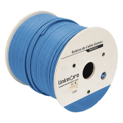 Bobina de Cable Siamés Cat6 UTP 100% Cobre + 2 Cables Gruesos (18 AWG) para Alimentar Cámaras Más Lejos / 152 Metros (500 Pies) / Instalación en Exterior / Uso Industrial para Climas Extremos