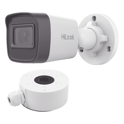 HiLook Series / Bala IP 4 Megapixel / 20 mts IR / Exterior IP67 / PoE / dWDR / Lente 2.8 mm + Caja de conexión DS-1280ZJ-XSP