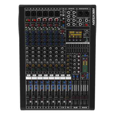 Consola de Mezcla Analógica / 8 Canales / 6 Entradas Mic/Línea / 12 Salidas / DSP 14 Efectos / Bluetooth / USB Media / Rack