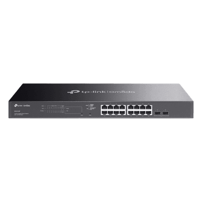 Switch Smart 18 Puertos / 16 Puertos PoE+ 802.3af/at / 150 W / 2 Ranuras SFP / Switching 36 Gbps / Enrutamiento Estático L2+ / Fanless / Rack 440 mm (17.3 in)
