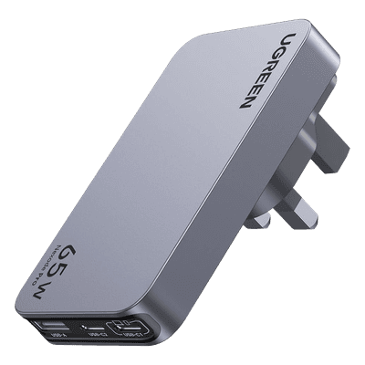 Cargador Rápido GaN 65W UGREEN / 2 Puertos USB-C + 1 Puerto USB-A / Tecnología GaN / Carga Rápida PPS PD 3.0 QC 4.0 / Compatibilidad Universal 100-240V / Diseño Compacto