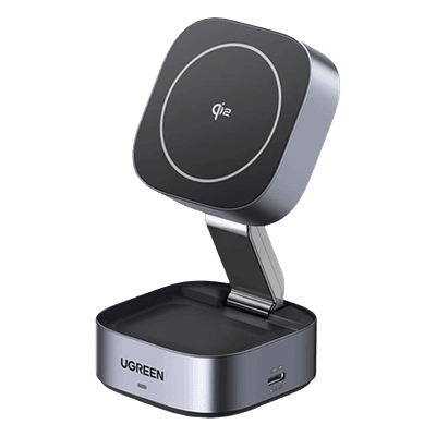 Cargador Inalámbrico 2 en 1 25W / Tecnología Magnética Qi 2 / 15W para Teléfono + 5W para Auriculares / Puerto USB-C 5W / Protecciones Múltiples / Cable USB-C Incluido