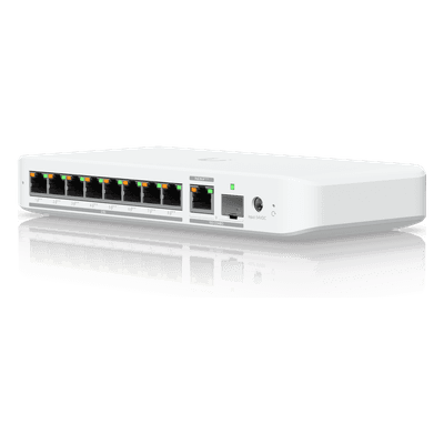 Switch PoE++ / 8 Puertos 2.5GbE / 1 Puerto 10GbE RJ45/SFP+ / 76W PoE / 30Gbps / 6.99 × 3.91 × 1.10 pulgadas