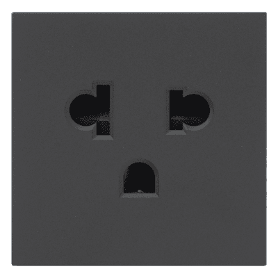 Módulo para Tomacorriente Euroamericano / Color Grafito / 45x45 mm (1.77 x 1.77 Pulgadas) / Compatible con Torres y Cajas para Escritorio