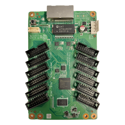 Tarjeta Receptora LED / 12 Puertos / 512 x 512 Píxeles / 16 Bit / Corrección Cromática Luz por Luz / Ajuste Gamma RGB Independiente