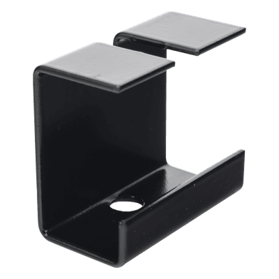 Grapa de Suspensión para Escalera Tubular / 1.5" de Peralte / 12" de Ancho / Acero al Carbón / Recubrimiento Epóxico Negro